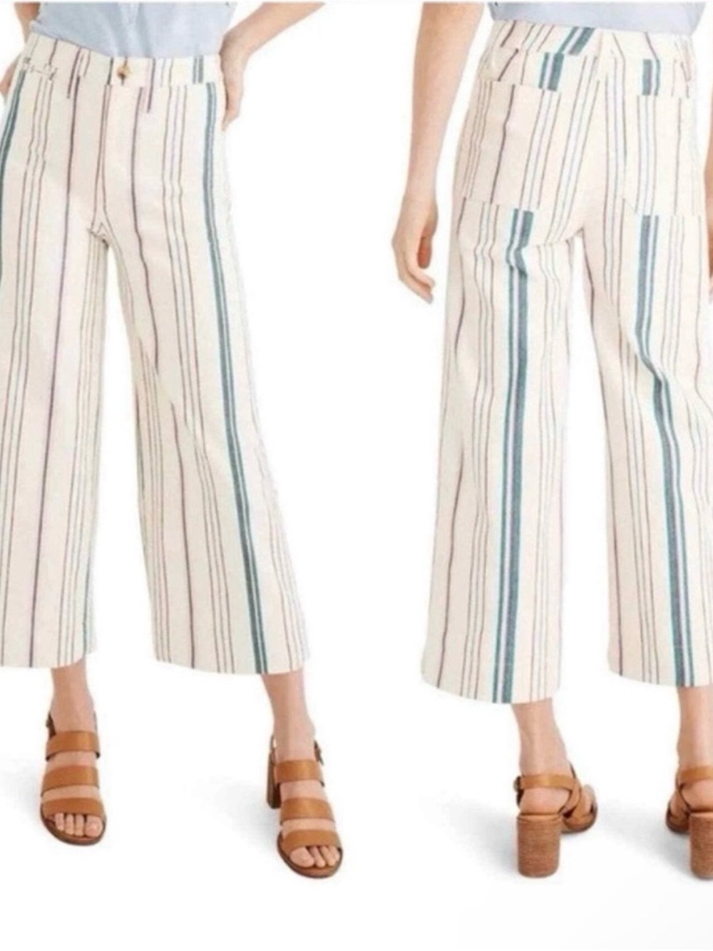 Madewell Emmett Stripe Wide Leg Crop Pants - “Veronica Stripe Dreamy Pink”